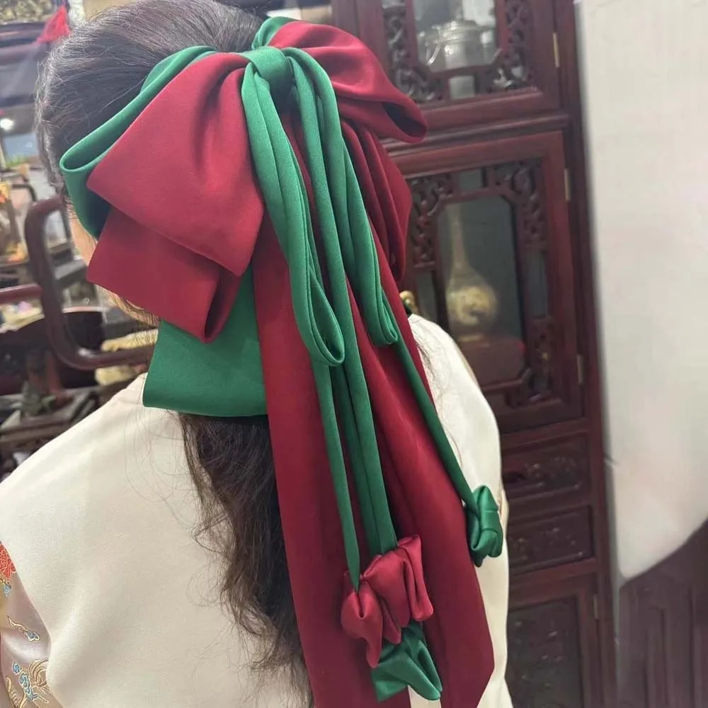 

Alloy Oversized Bow Hair Clip Sweet 4-layer Satin Ribbon Headdress Hairpin Versatile Christmas Hair Accessory Festival