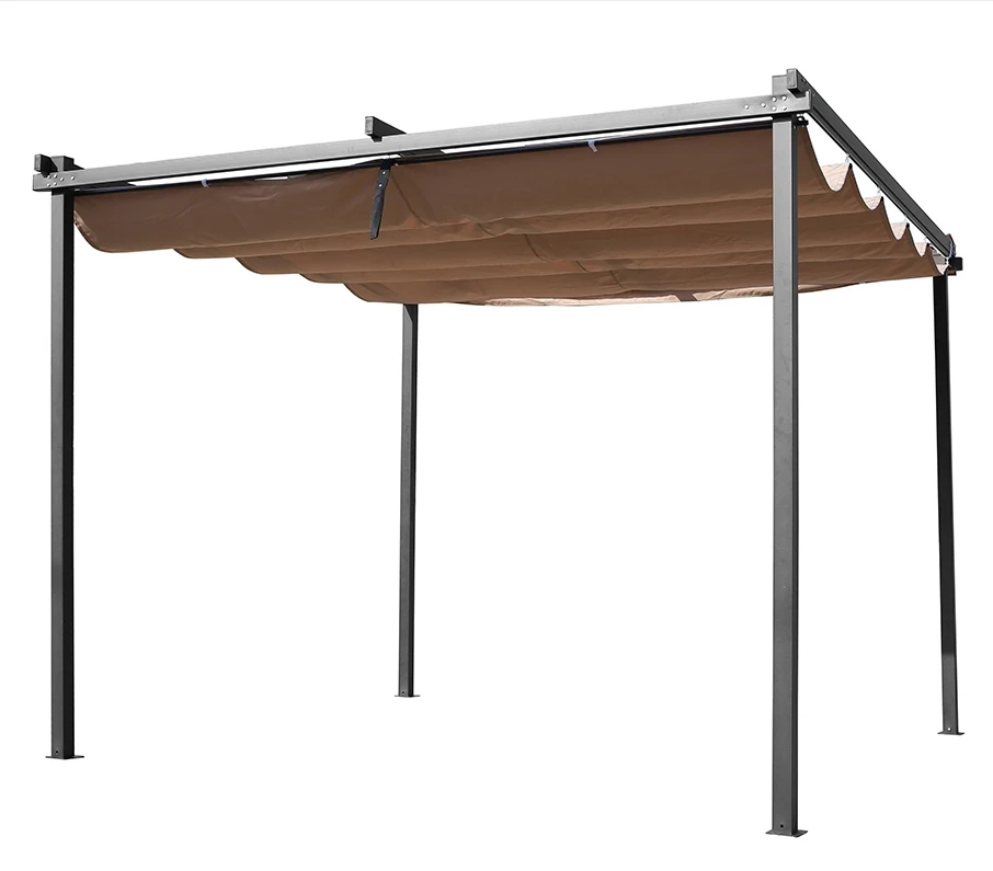 Waterproof 3X3M Steel Gazebo Canopy Shades Retractable Aluminum Pergola