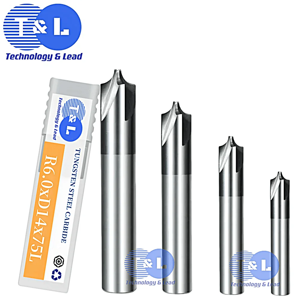 T & L-Fresa de núcleo de esquina de radio interior de carburo HRC50, R0.5, R1, R2, R3, R6, R4, brocas de enrutador de biselado, Herramientas CNC