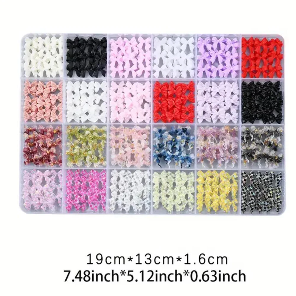12/24Grids 3D Mixed Rose/Bow/Fruit/Pearl Nail Charms Flower,Butterfly,Pearls Love,Moon Y2K Nail Art Decoration DIY Nails Parts &
