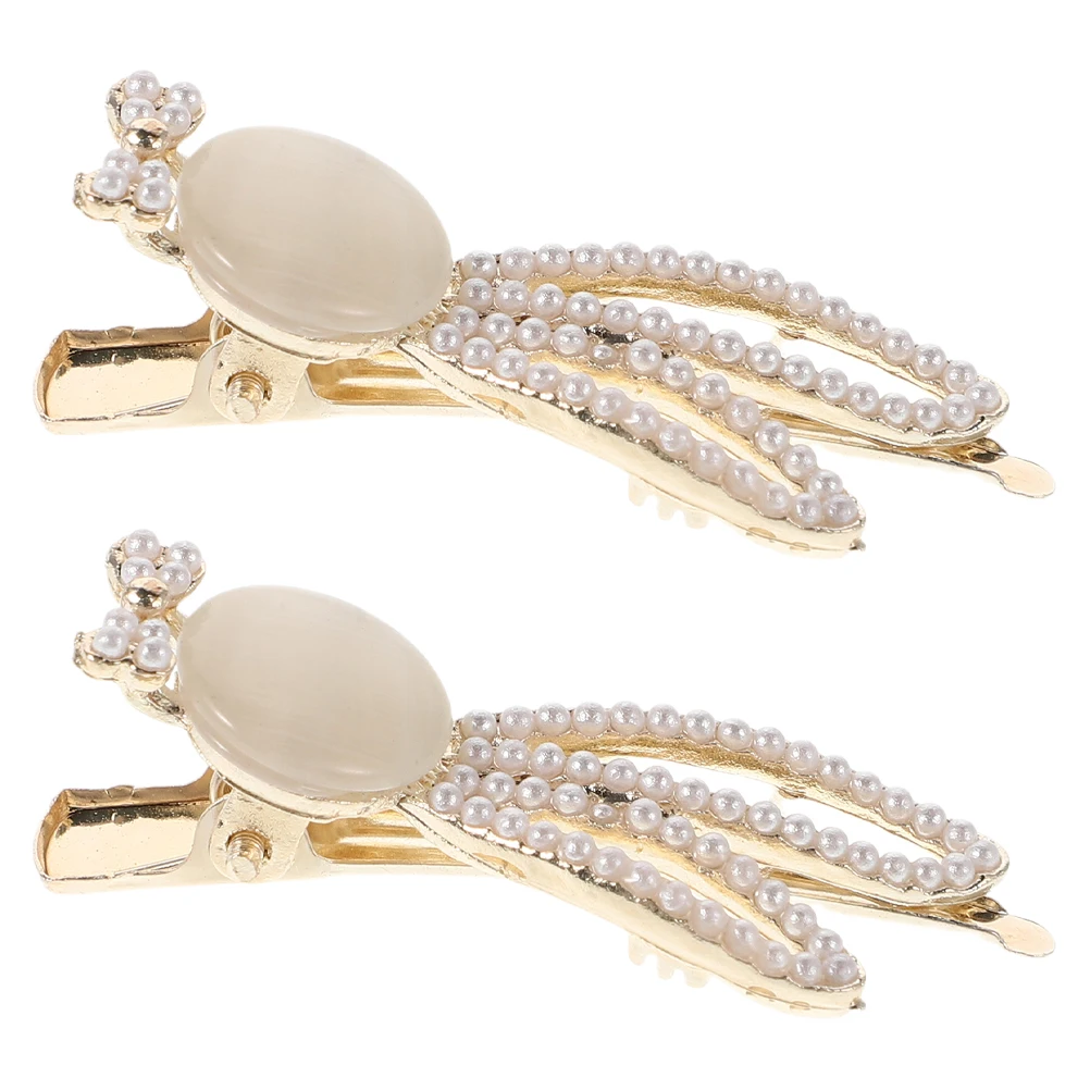 

2 pcs Hairpin Clips Rabbit Ears Accessories Broken Imitation Pearls Hairclip Cute Toddler Girls Bunny Ear Decor Barrettes