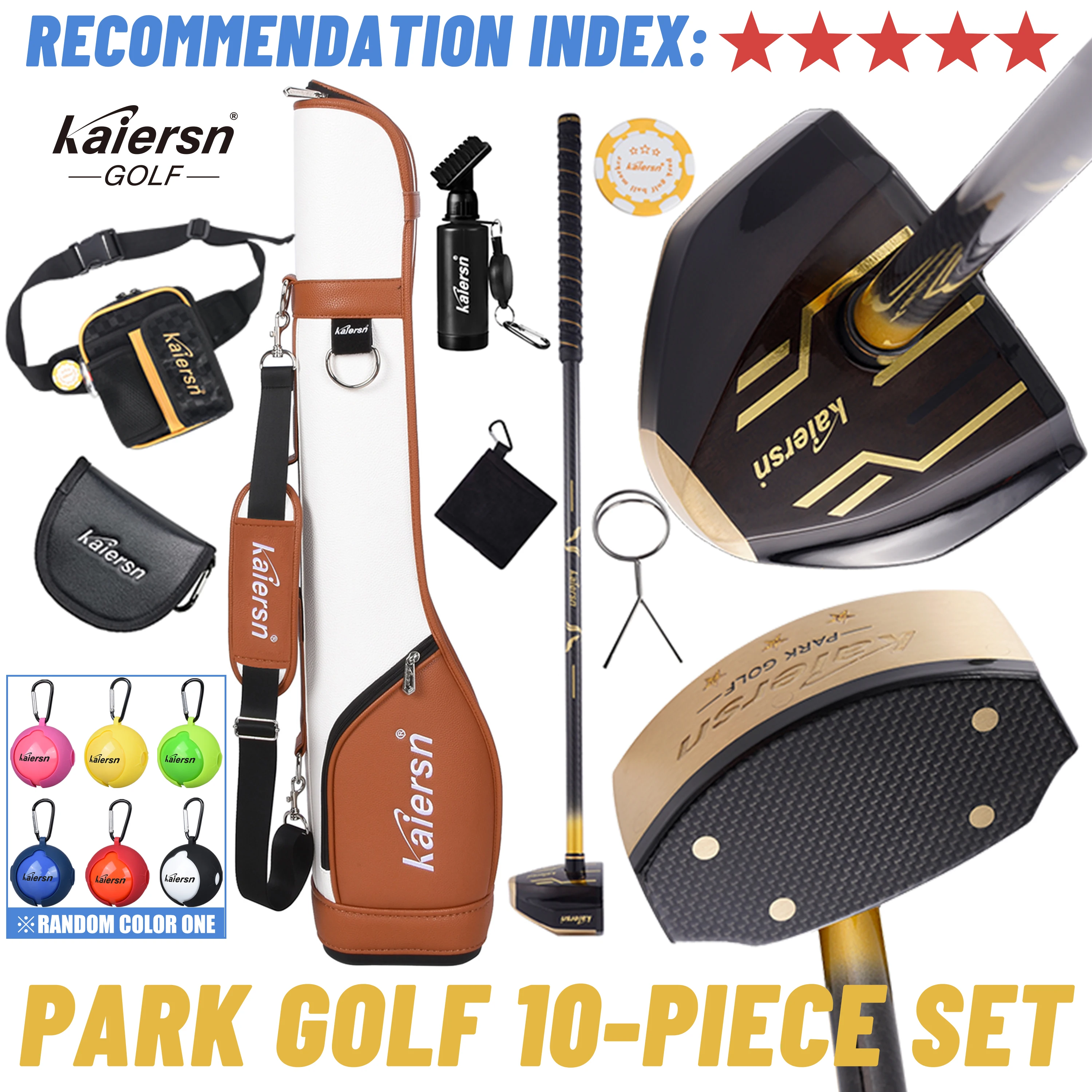 Kaiersn Park Golf 10-Piece Complete Set – Premium Golf Bag Clubs, Balls, Waist Pack, Towel & Accessories Perfect for Men & Women