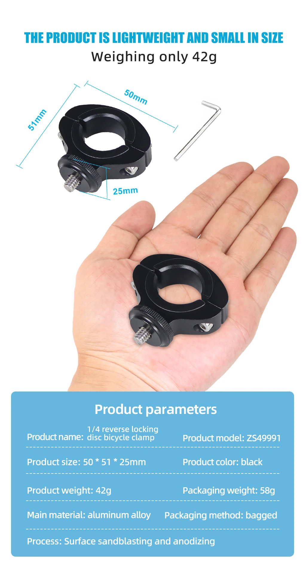 Aluminiumlegierung Fahrrad Lenkerhalterung für GoPro Hero 13 10 9 8 7 1/4 Schrauben Action Kamera Montage Stativ Kugelkopf Adapter – Detail 5