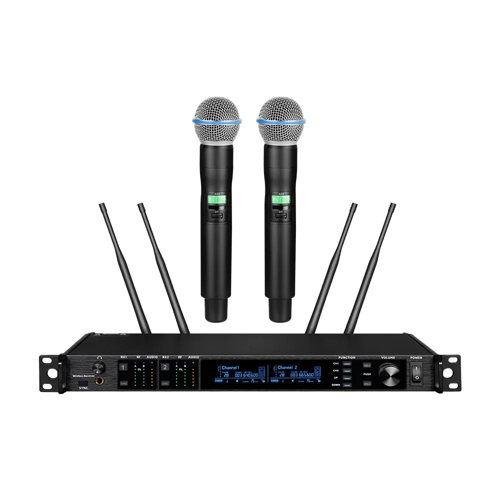 AD4D KSM8 UHF Wireless Microphone Manufacturers Professional Dual Channel Receiver Stage Mircrofone