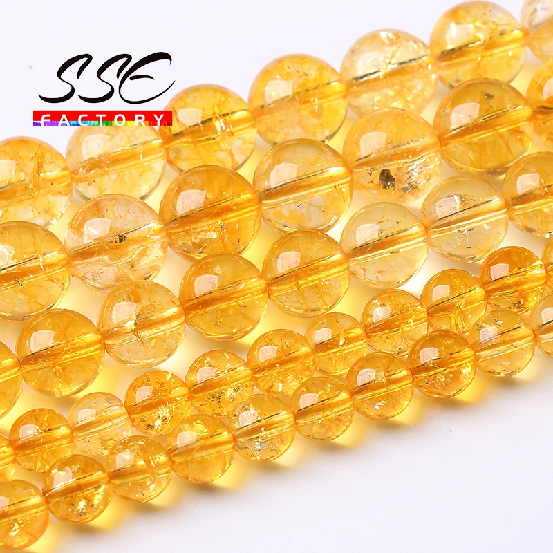 

A+ Natural Citrine Yellow Crystal Quartz Beads For Jewelry Making Round Loose Beads DIY Bracelets Accessories 4 6 8 10 12mm 15"