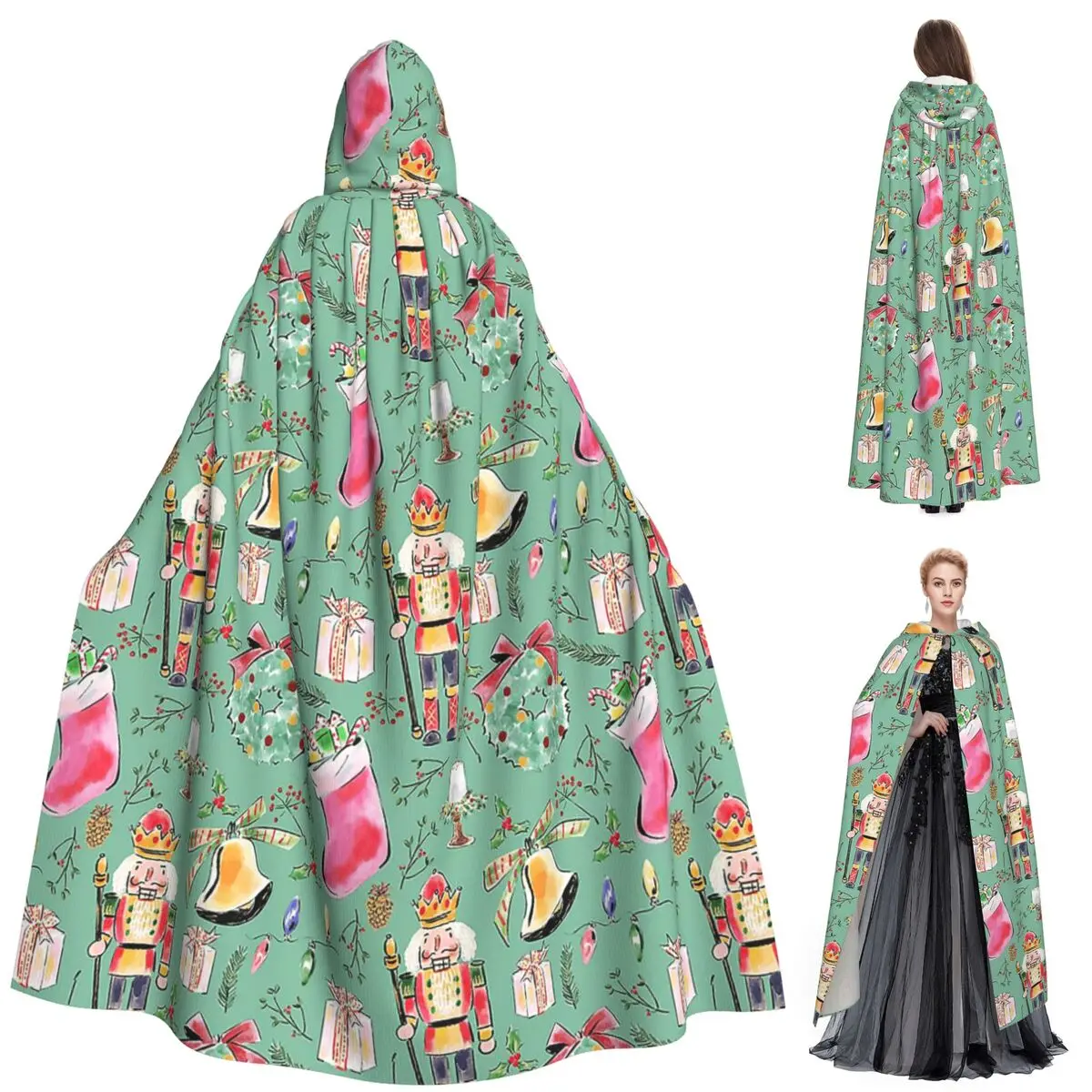 

Рождественские Щелкунчики Звезды Балерина Скрипка Длинный Плащ с Капюшоном Ведьма Средневековый Костюм Косплей Накидка ХэллоуинВечеринка Для Взрослых Унисекс