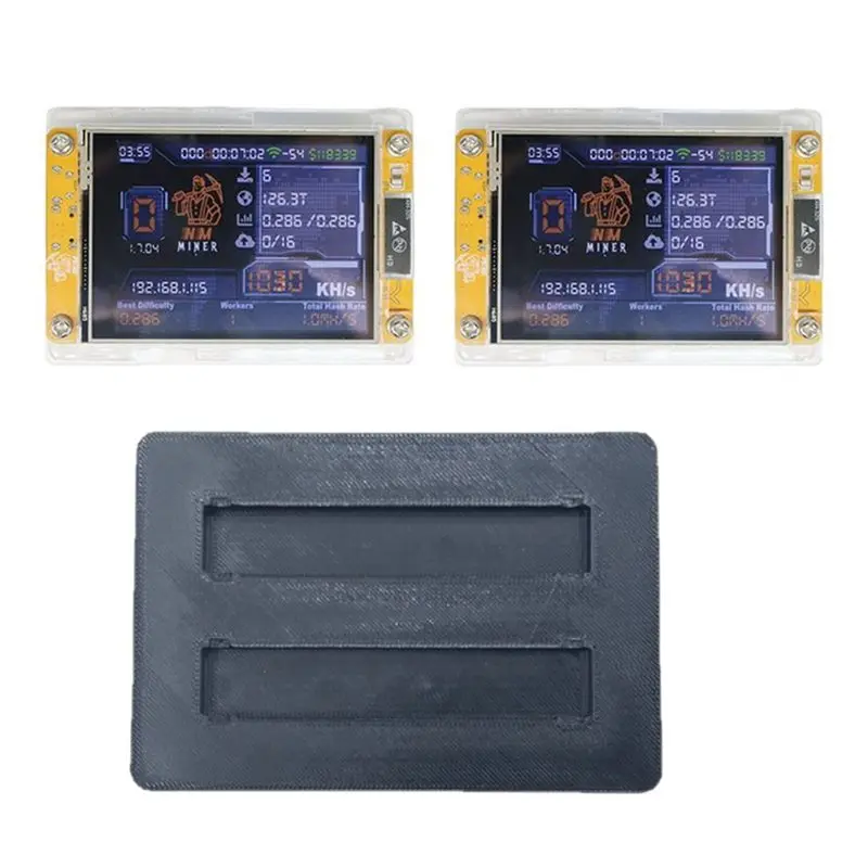 ABUH-Upgraded Harshrate Bitcoin Smart Display 2PCS 1030KH/S Nerdminer+ 2 Slot Stand For 2.8 Inch Solo Mining Miner Lottery