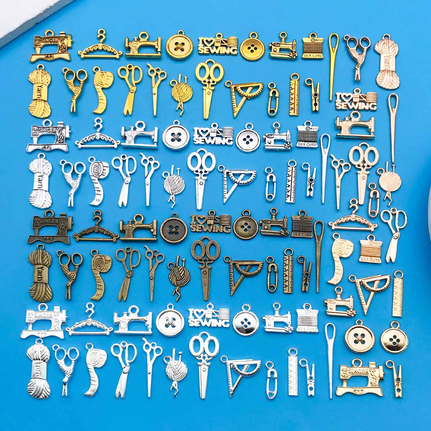 

20/100pcs mixed zinc alloy sewing machine series, fashionable jewelry necklace making DIY craft Halloween Christmas accessories