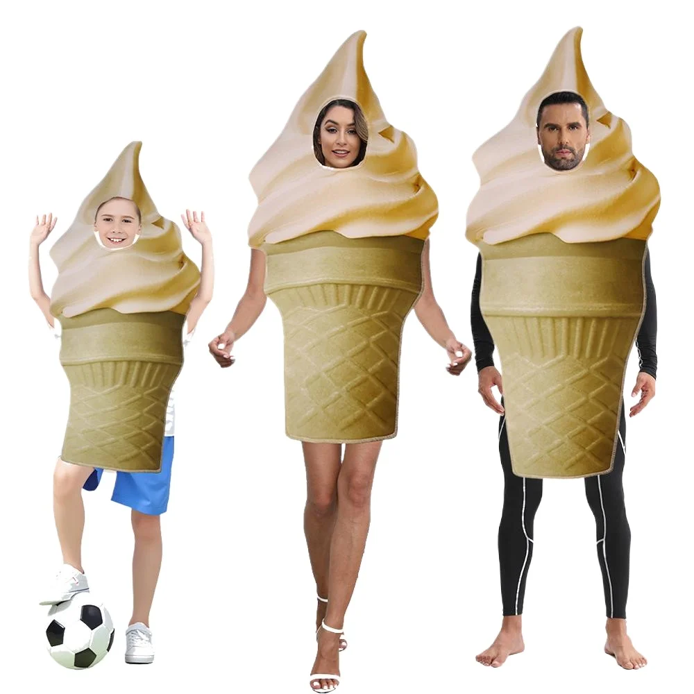 

Funny Ice Cream Cosplay Costume Adult Boy Girl Carnival Party Children's Day Performance Dress Up Food Ice Cream Cone Clothes