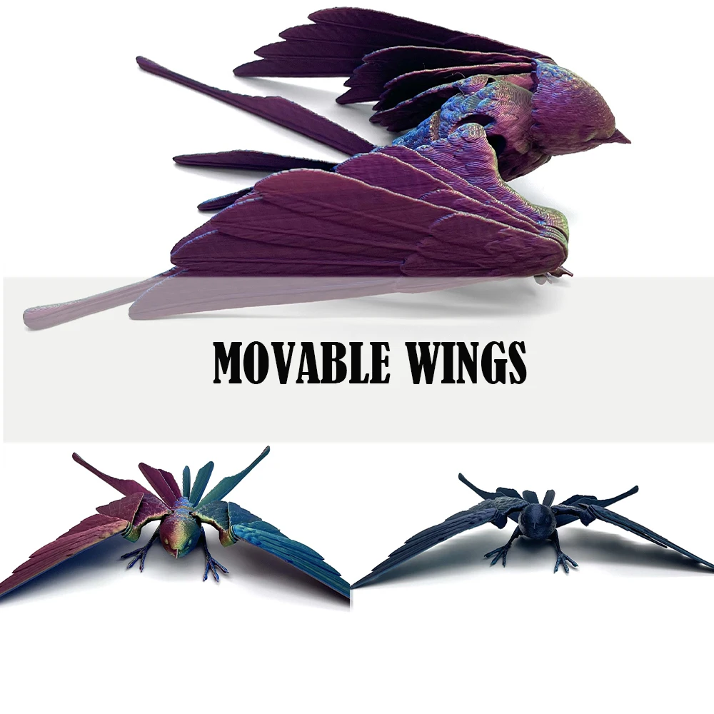 3D Printed Birds Swallow Model Toys Animals Figurines Multi-Jointed Kid Toys Decorative Desktop Ornament Boys Novelty Toy Gifts