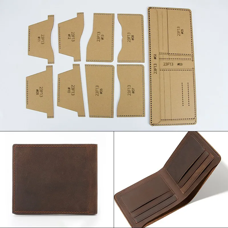 YOMDID DIY Wallet Design Leather Template Paper Stencils Handcraft Leather Tool Universal Short Clip Template Sewing Accessories