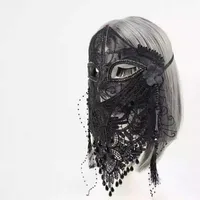 Beauty Mysterious-Masque intégral en voile de dentelle noire pour adultes, masque de danse de célébrité Internet, fête de chant d'anniversaire de vacances 1