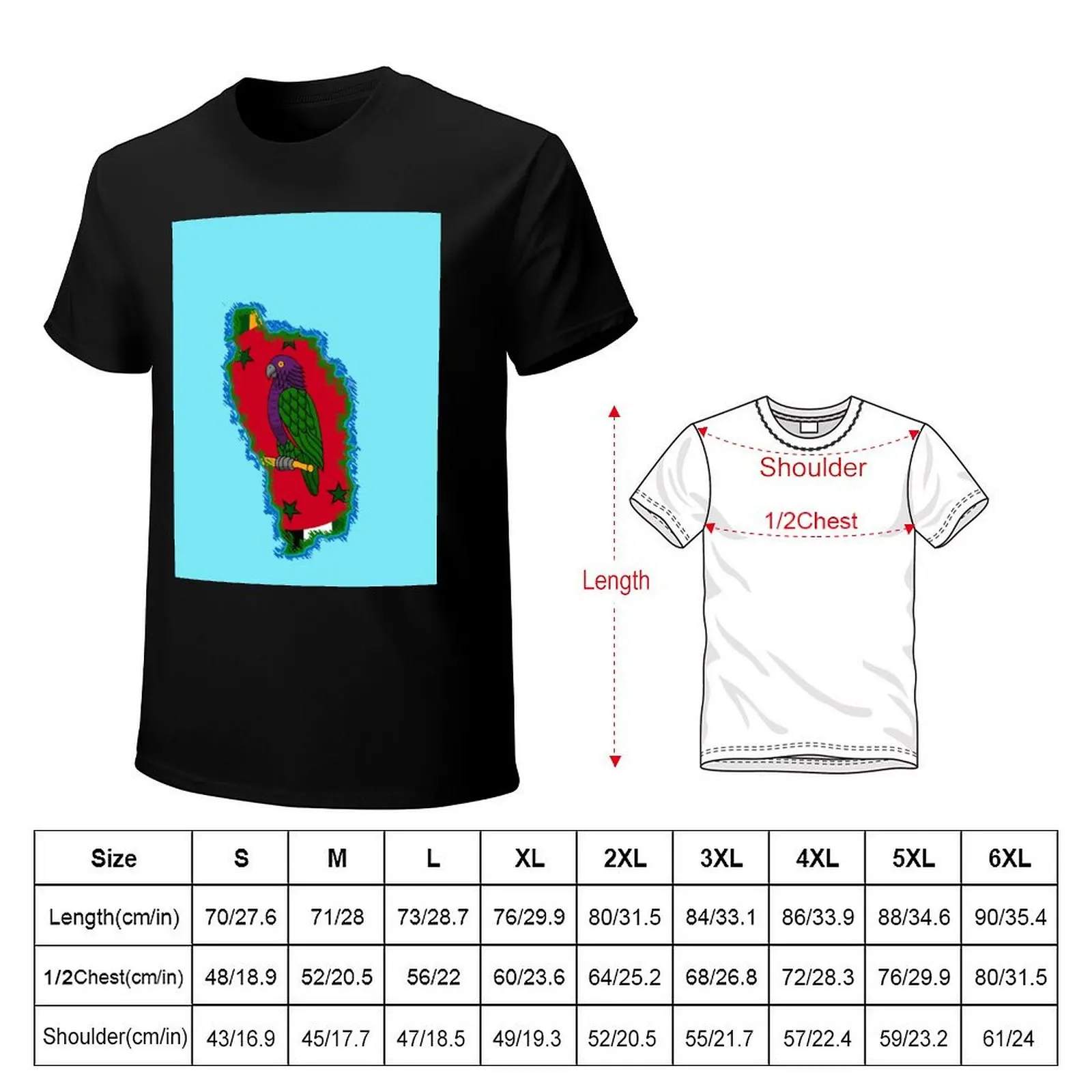 Dominica Map with Dominican Flag T-Shirt Basic Solid Tee for Daily Use