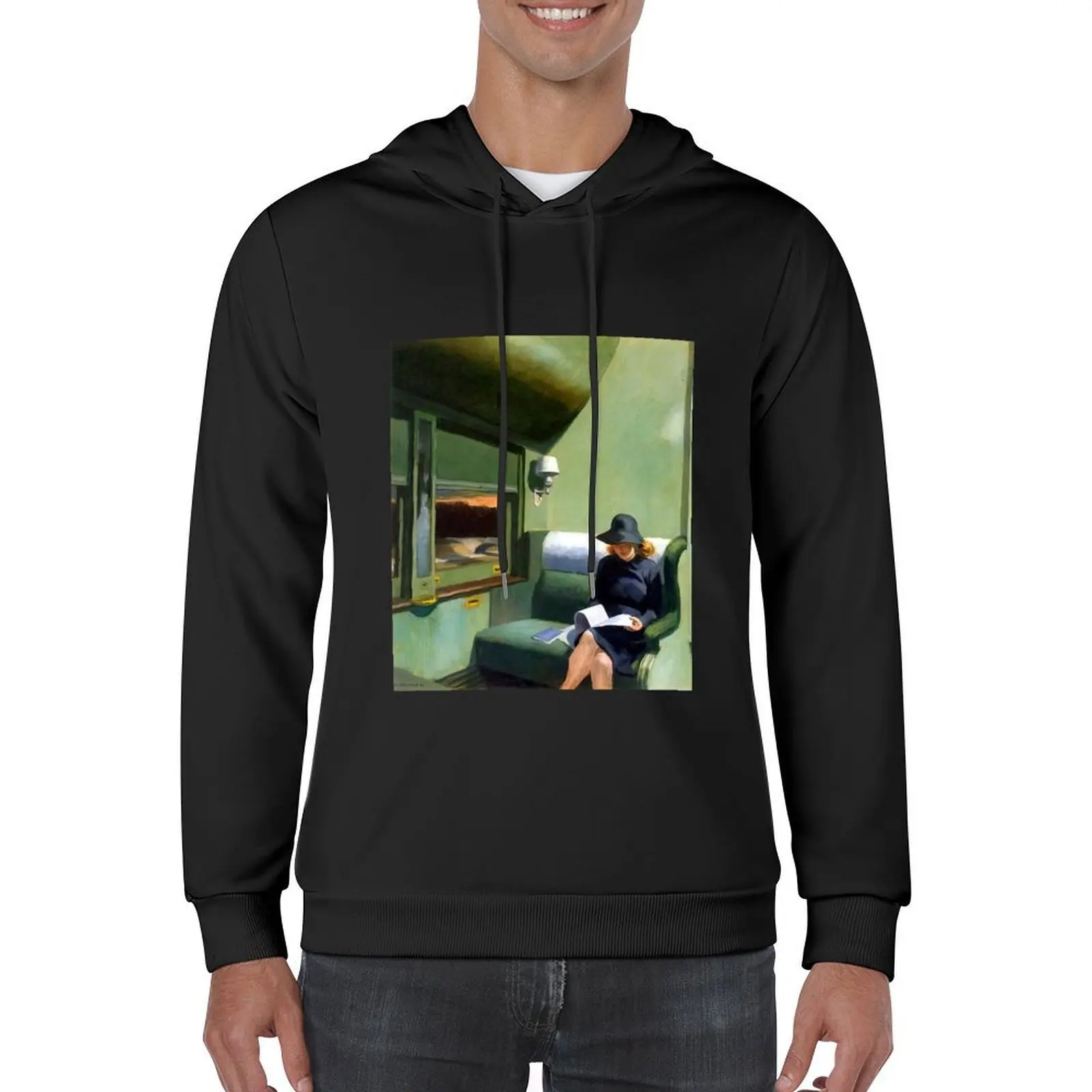 لوحات إدوارد هوبر هوديي ملابس رجالي مصممة ملابس جمالية ملابس خريفية للرجال ملابس رجالي بقلنسوة جرافيك #5