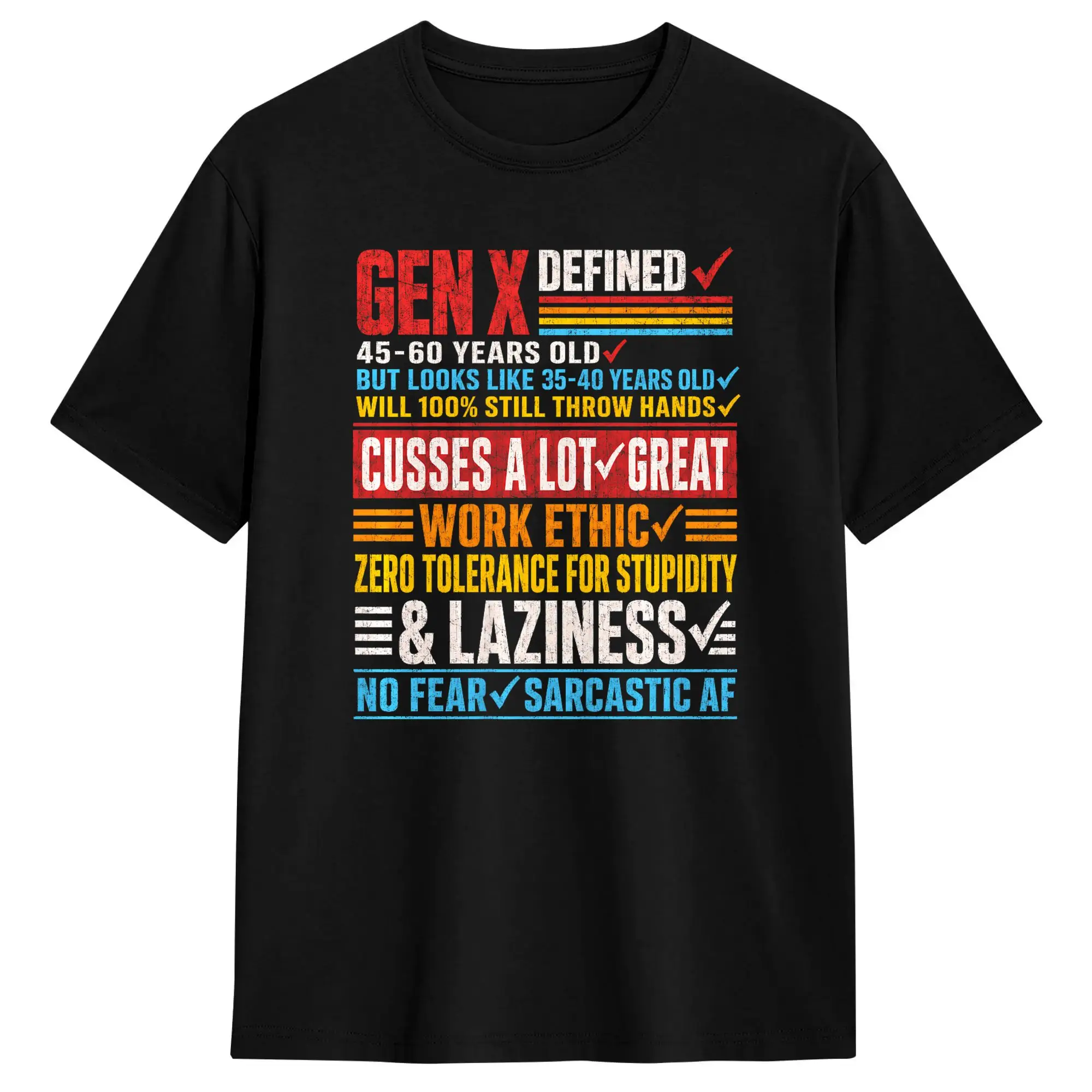 Gen X Defined Sarcastic Vintage Retro Humor Typography Cotton T-Shirt For Men Summer  Streetwear T-Shirts O Neck Fashion Tees