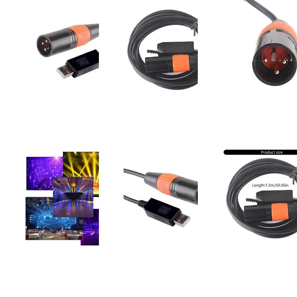

R53C USB to DMX512 3Pin Adapter Durability for Stage Lighting Systems with RS485 Serial Port 1.5m