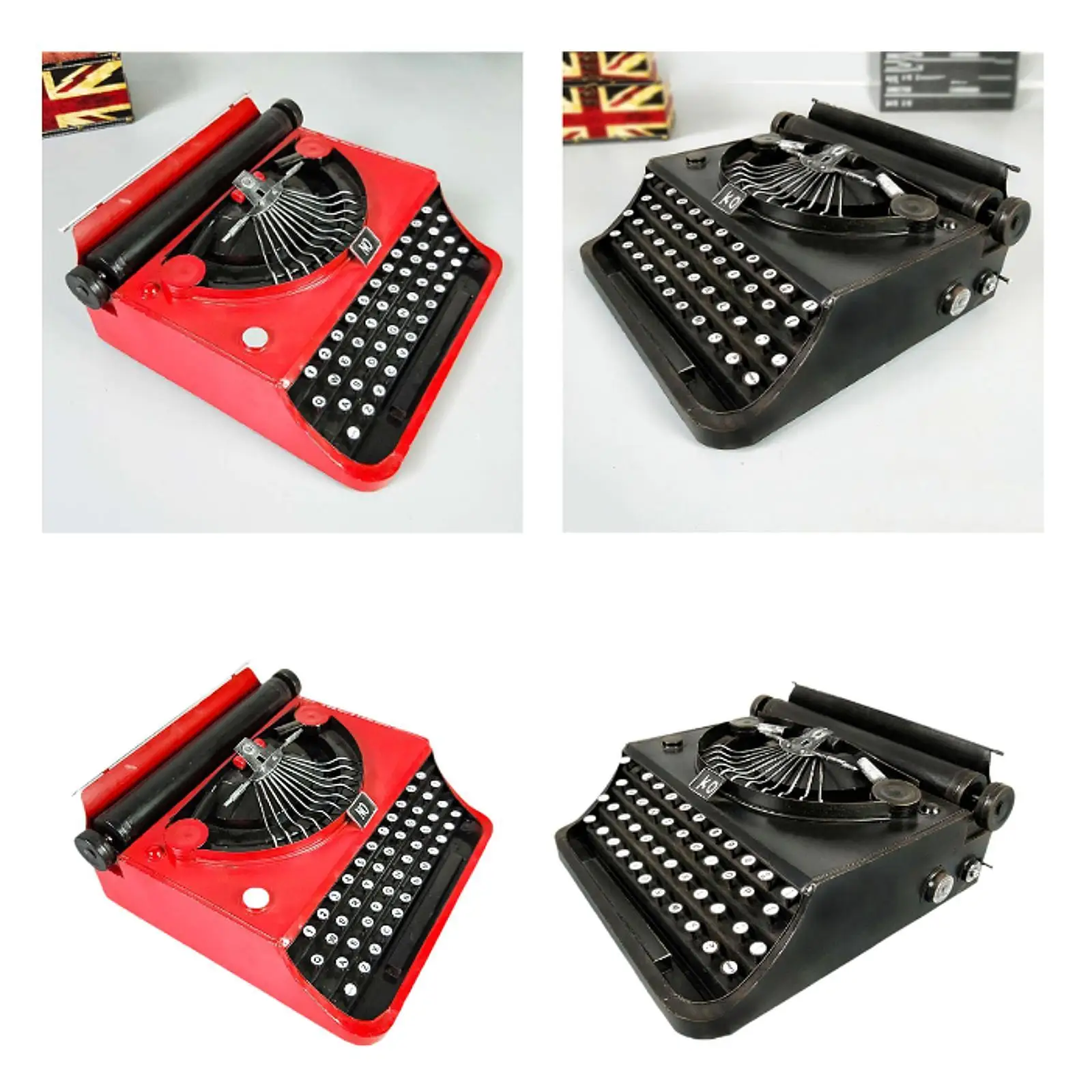 Old-Fashioned Nostalgia Manual Typewriter Model Retro Design Decor Craft Ornament Home Gift Arabic Numerals Keyboard Window Prop
