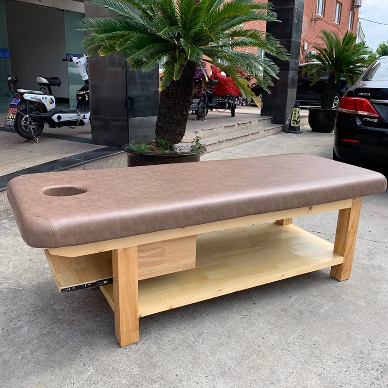 Beauty bed Solid wood beauty salon special beauty bed with holes Massage bed Tattoo embroidery massage treatment belt Look a