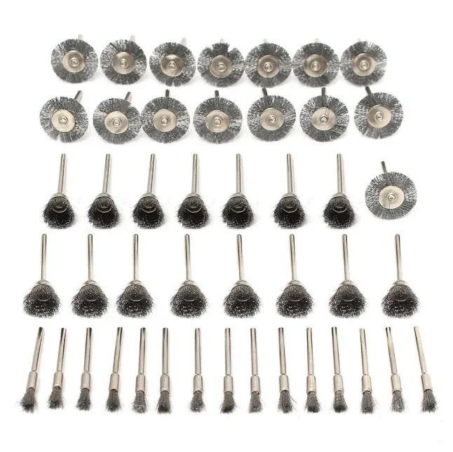 9Pcs Brass Steel Wire Wheel Brush Set, Rotary Grinder Accessories, Polishing Grinding Brushes for Electric Engraver Metal Rust