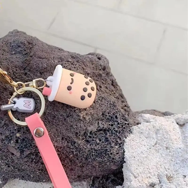 Milchtee-Schlüsselanhänger, Cartoon-Taschenanhänger, Rucksack-Hängedekoration, niedlich geformter Charm, modisches Accessoire für Geldbörse, Handtasche, Rucksack – Detail 3