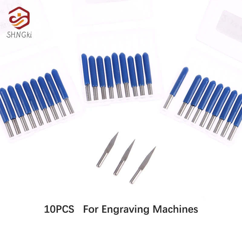 10PCS/set 3.175mm bits CNC Engraving Bits for Wood PCB Engraver Tips Milling Cutter CNC Router Tool