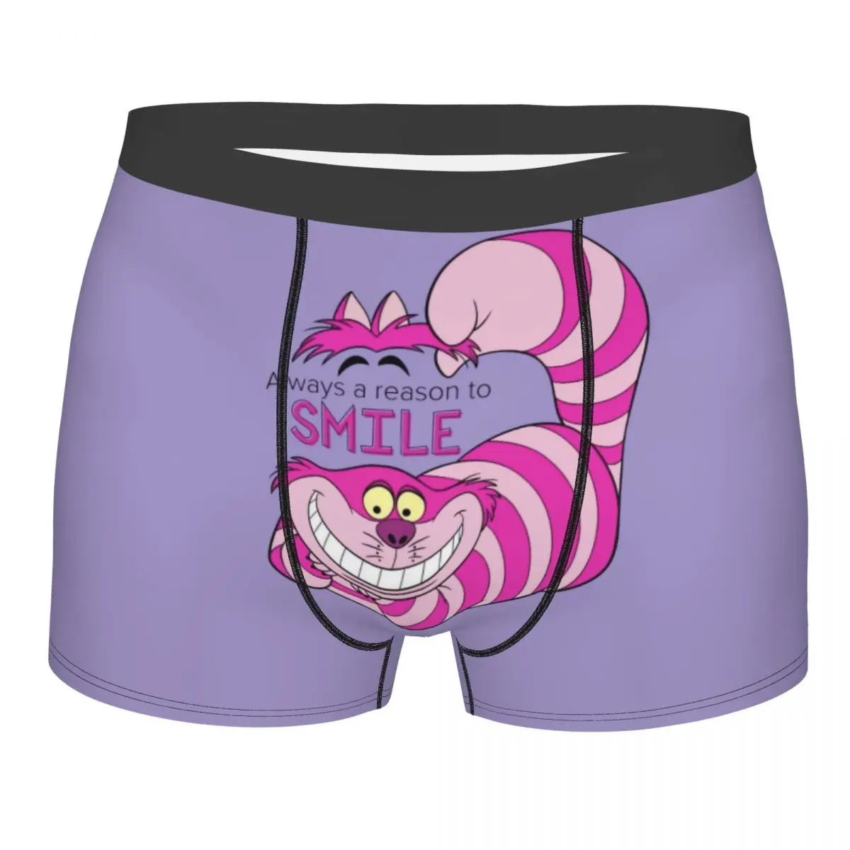 Custom Male Funny Cheshire Cat Underwear Comic Alice In Wonderland Cartoon Boxer Briefs Breathable Shorts Panties Underpants