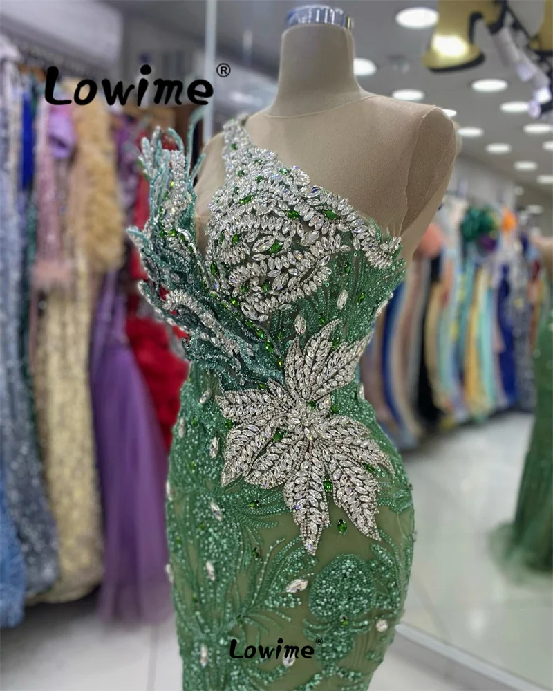 Aso Ebi Crystals Mermaid Prom Dress Sequined Evening Party Second Reception Birthday Engagement Gowns Dresses Robe De Soiree