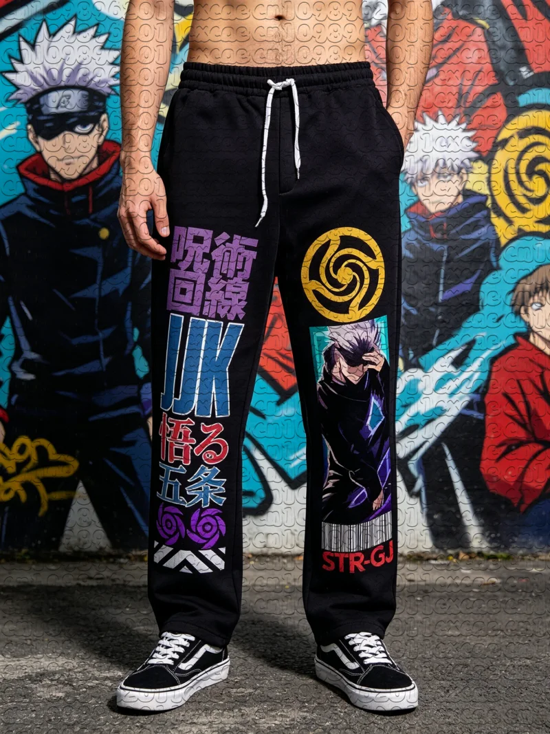 Summer Jujutsu Kaisen Gojo Satoru Letter Graphic Straight Sweatpants Unisex Quick Dry Streetwear Sports Long Trousers Men Women