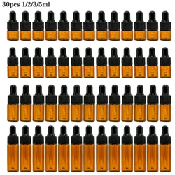 30pcs 1ml 2ml 3ml 5ml Mini Dropper Bottles for Essential Oil Aromatherapy Bottles With Cap Portable Cosmetic Empty Containers