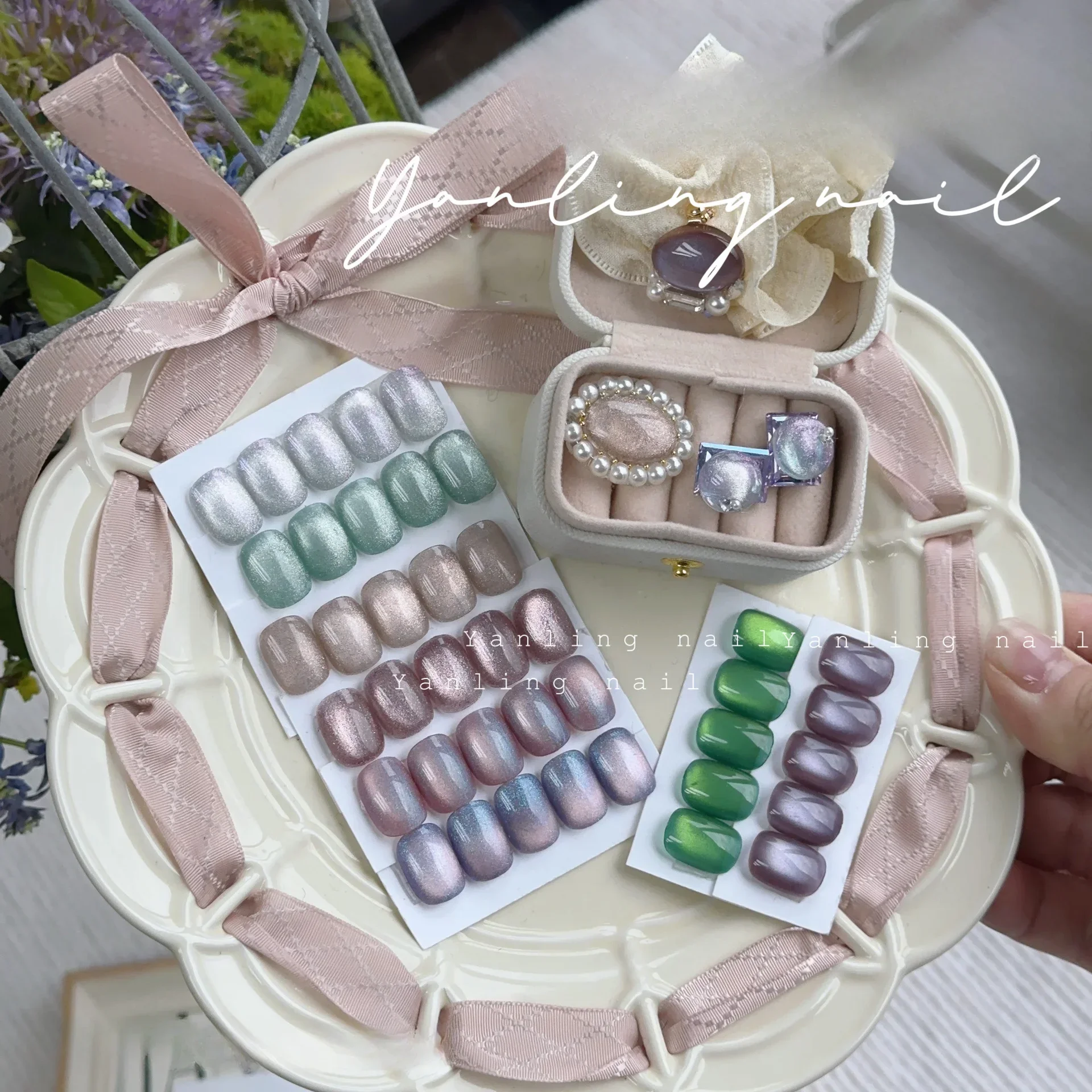 

8 цветов, розовый, зеленый, светло-чекающий кошачий глаз, клей для ногтей, летний цвет, полуперманентный мерцающий гель для маникюрного салона, набор для дизайна ногтей