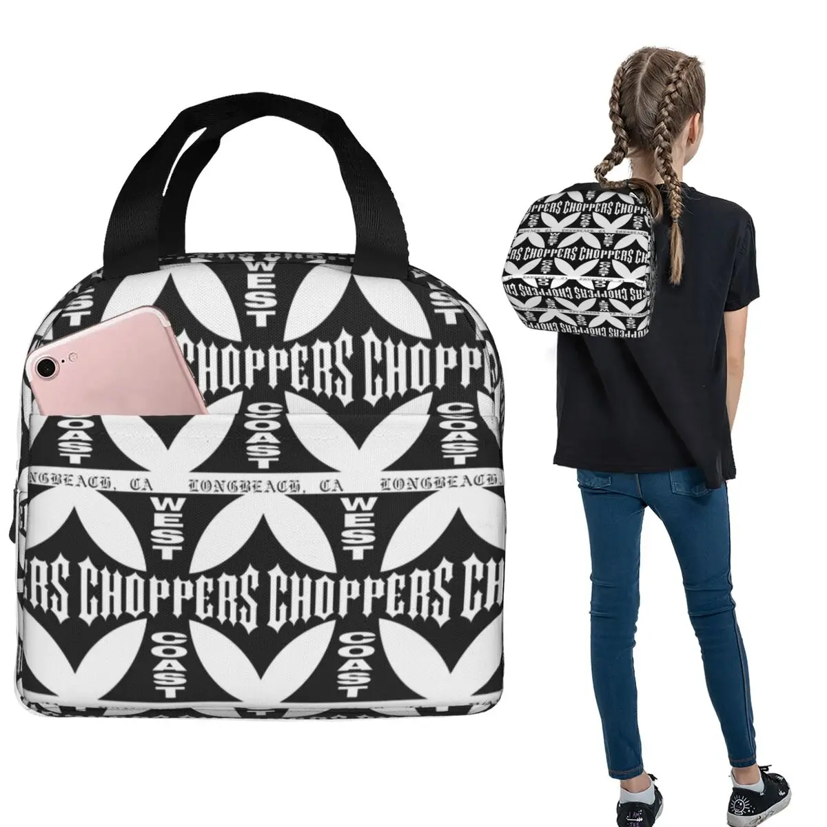 

Термосумка для обедов West Coast Iron Cross Choppers для женщин и детей, портативная сумка для еды, термосумка-тоут