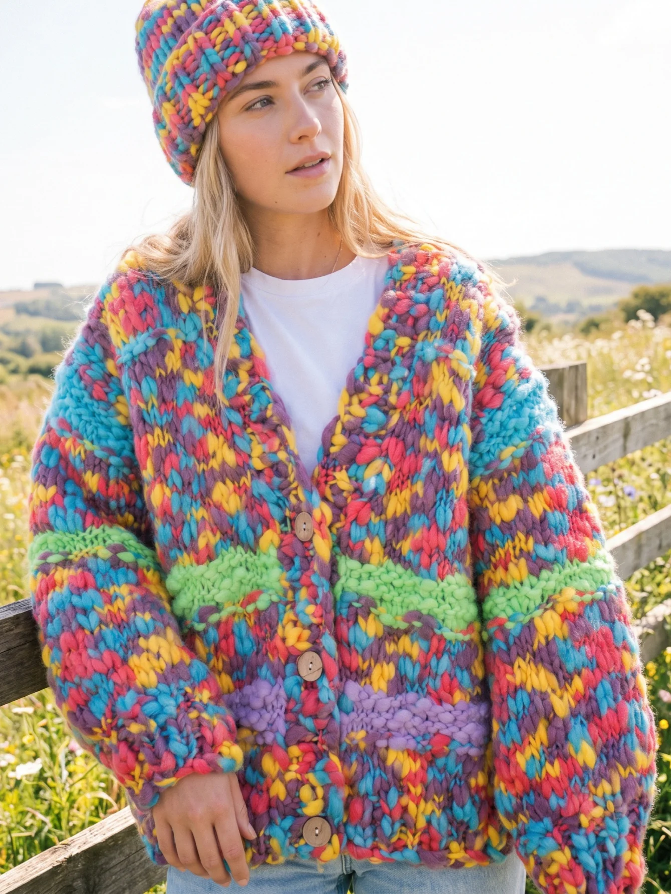Vintage Crochet Floral Hand Woven Knitted Cardigan Sweaters for Women Casual Long Sleeve Loose Thick Warm Winter Sweater