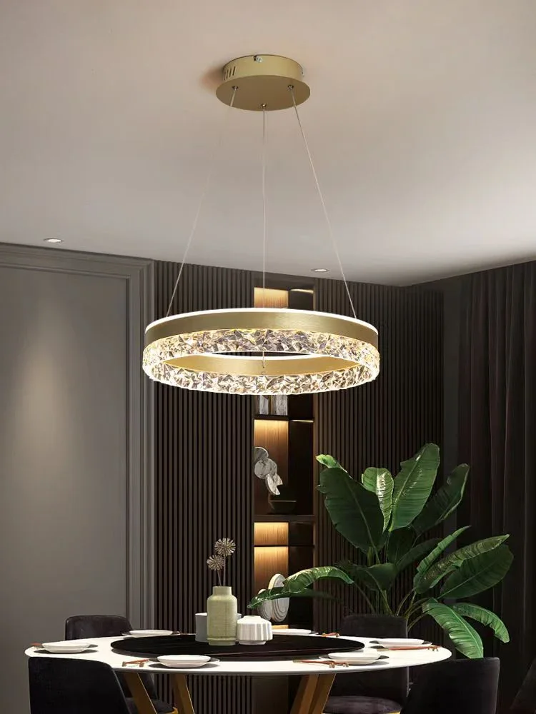 Bedroom Pendant Lamp Postmodern Minimalist Hollow Out Art Lamp Crystal Creative Study Restaurant Circular Light