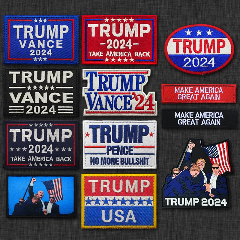 2024 TRUMP MAGA SAVE AMERICA AGAIN Embroidery Hook Loop MAKE AMERICA GREAT AGAIN Fasteners Patch Tactical Emblem