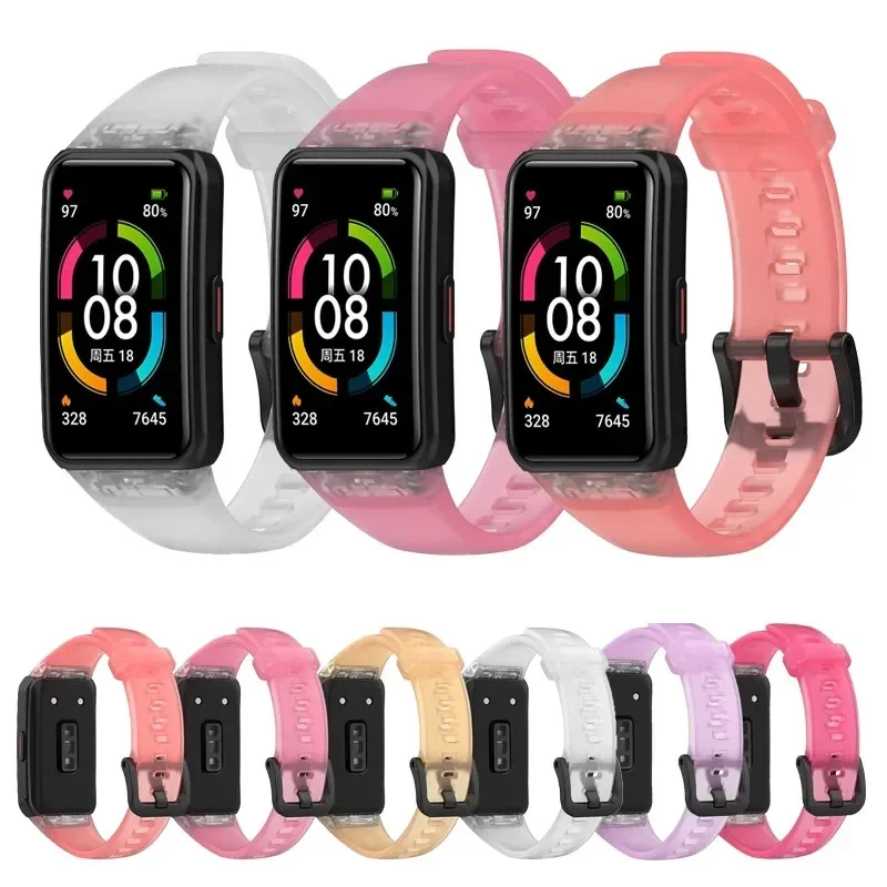 Przezroczysty silikonowy pasek do Huawei Band 6/Honor Band 6 Smartwatch zamienna sportowa bransoletka dla Huawei Band 6 Pro Correa