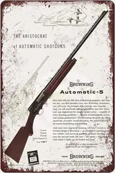 1958 Browning Automatic 5 Shotgun Posters Retro Tin Sign Metal Signs For Home Bathroom Kitchen Garden Man Cave Decor Garage Yard