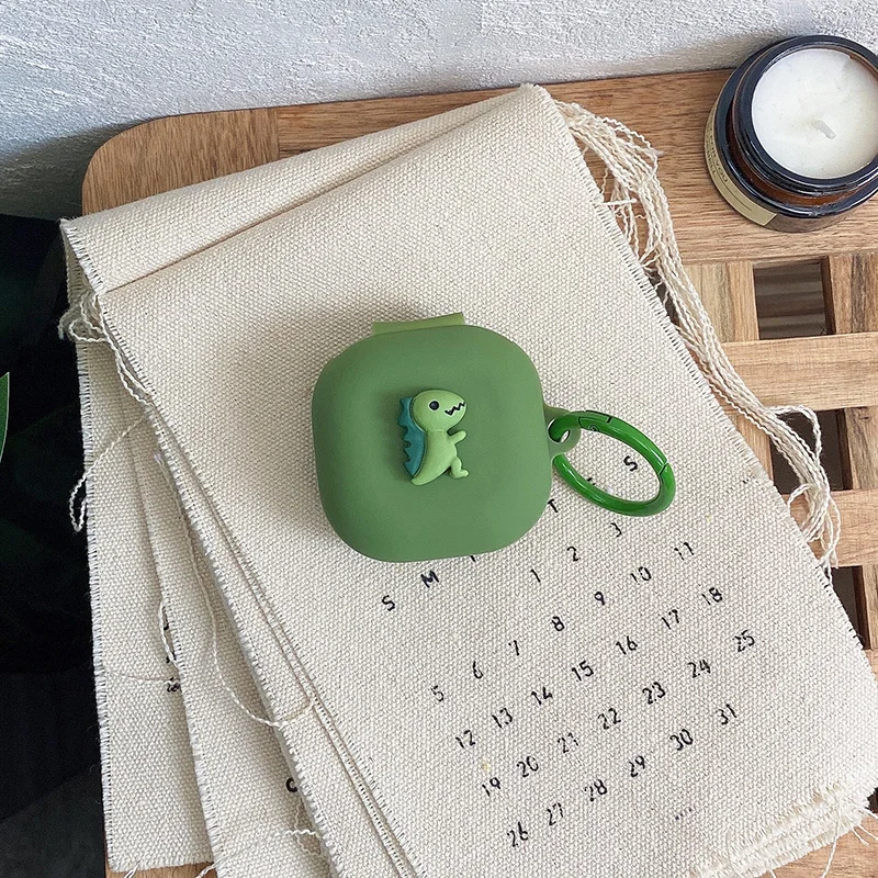 การ์ตูน Earaphone กล่องสำหรับ Samsung Galaxy Buds 2/Buds สด/Buds Pro กรณีตลกไดโนเสาร์ซิลิโคนป้องกันฝาครอบพร้อมพวงกุญแจ