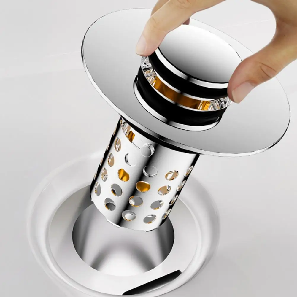 

Универсальный выдвижной сливной клапан для раковины 3-в-1 с латунным сердечником, корзиной-фильтром из нержавеющей стали и уловителем волос для ванной комнаты, диаметр 1.1-2.36 дюйма