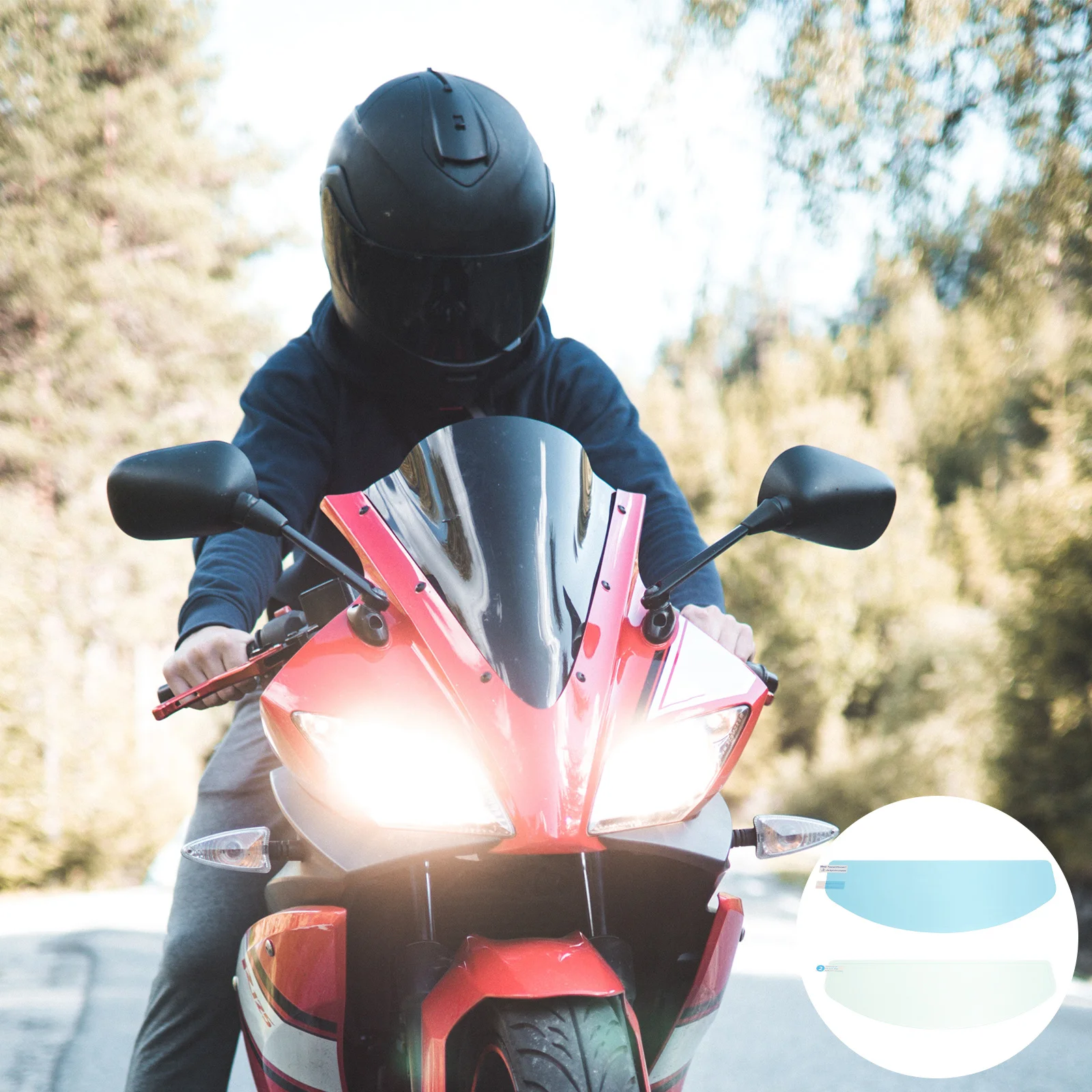 2Pcs Rain and Fog Film for Motorcycle Windshield Clear View Protection Easy Install Universal Fit Riding Gear