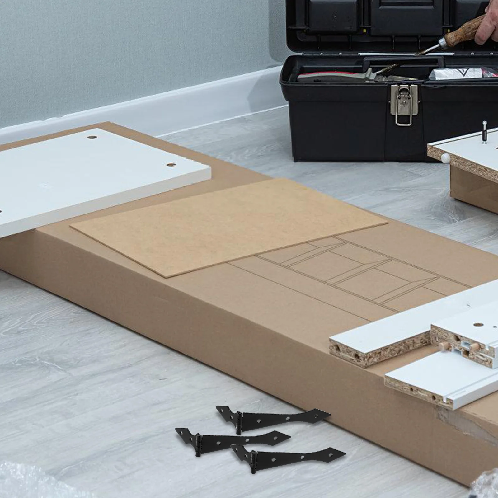 

4Pcs Heavy Duty Barn Door Hinges Black Metal Decorative Arrow Design Smooth Operation Warehouse Exterior Gates