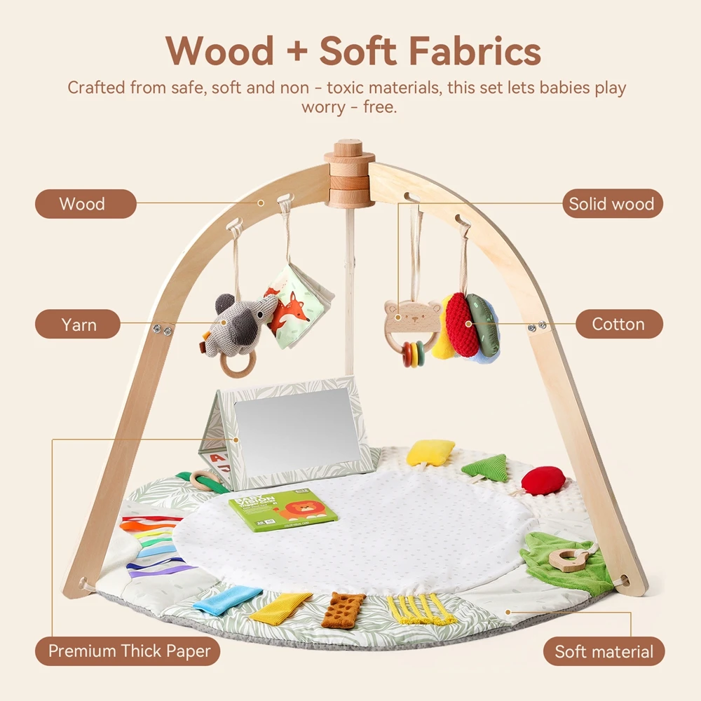 1Set Play Gym Frame Baby Activity Wooden Fitness Frames Play Gym Mobile Baby Accessories Rattle Toy Baby Room Decoration Newborn
