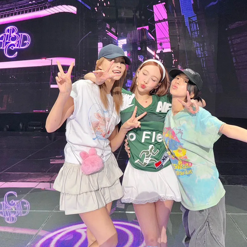 Twice Lin Na Hyun Album NA Loose Fit Short Sleeve T-Shirt Pure Cotton Printed Summer Short Length Clothes Commute Style - view 4