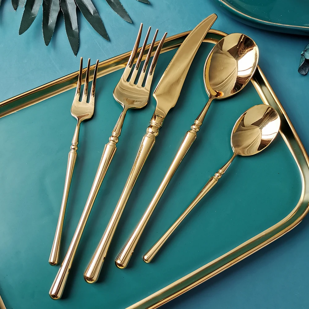 12/16/20/24/32 Pieces Gold Cutlery Set Knife Fork Spoon Stainless Steel Western Tableware Sliver Dinnerware Kitchen Untensils