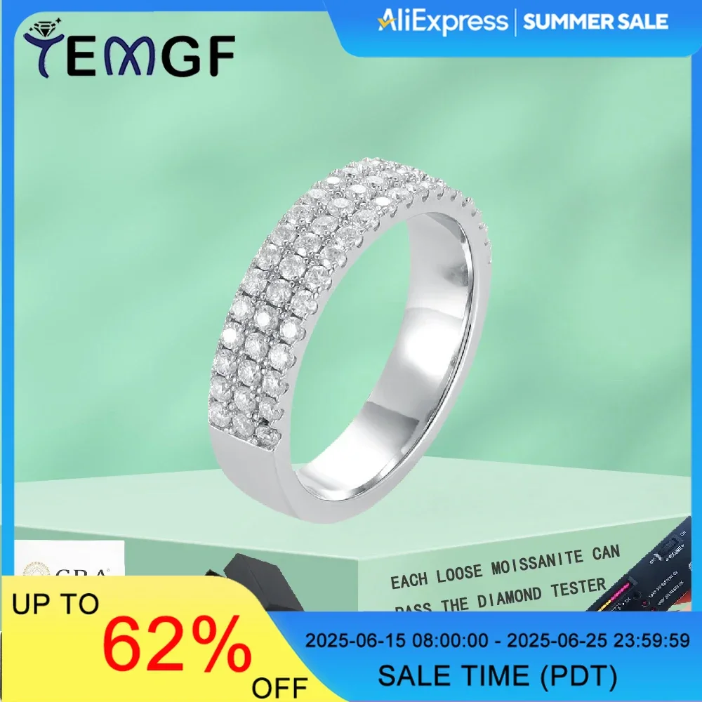 

TEMGF 1.5mm Moissanite Ring S925 Sterling Sliver Eternity Ring for Woman Man Party Fashion Item Couple Sparkling Fine Jewelry