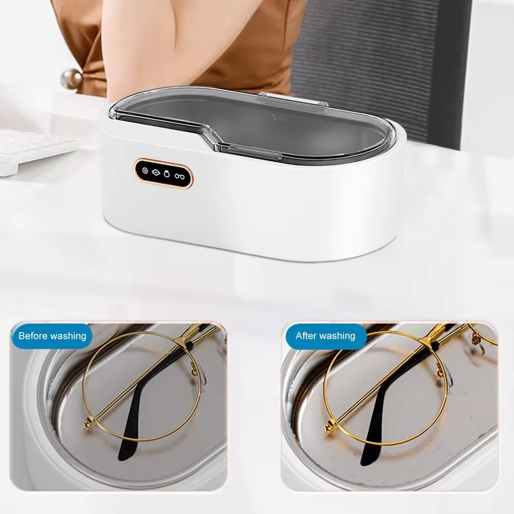 Ultrasonic Cleaning Machine 45000Hz Glasses Cleaning Machine Large Capacity 450ML Jewelry Braces Professional Cleaner