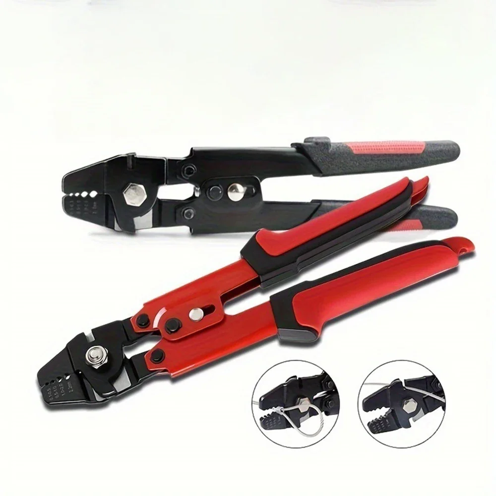 Up To 2.2mm Crimping Plier Wire Rope Swager Crimper Fishing Crimp Tool Aluminum Double Barrel Ferrule Crimping Loop Sleeve Kit