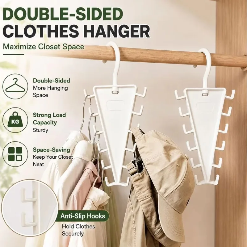 V-Shape Multi Hook Closet Hanger Organizer Rotatable 12 Hooks Double Sided Hanger Space Saving Multifunctional Wardrobe Hat Rack