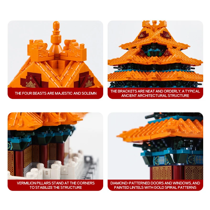 WG5239 Forbidden City Corner Tower Building Blocks Chinese Historical Architecture Series Small Particle Blocks Toy Boys Gifts