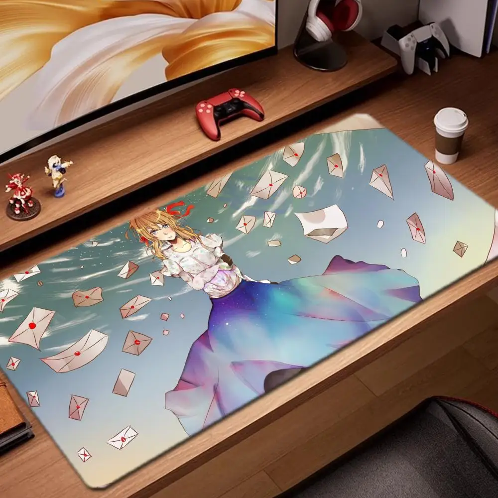 

Violet Evergarden Mouse Pad Game Accessories keyboard pad XXL large locking edge 900X400 mm table mat Gaming mousepad