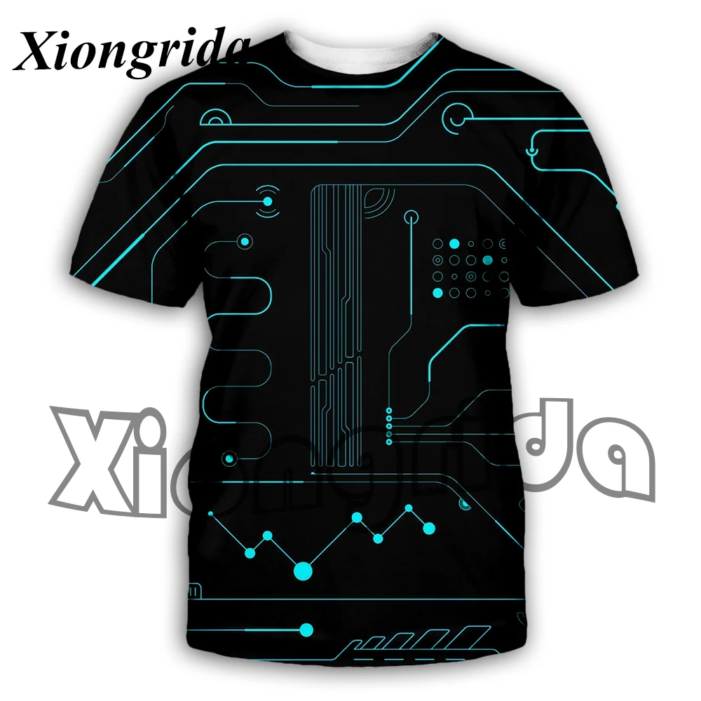 Circuit Board Graphic T Shirt Men's Electronic Chip 3D Print T-shirt Short Sleeve Casual Top Harajuku Streetwear Crew Neck Tees